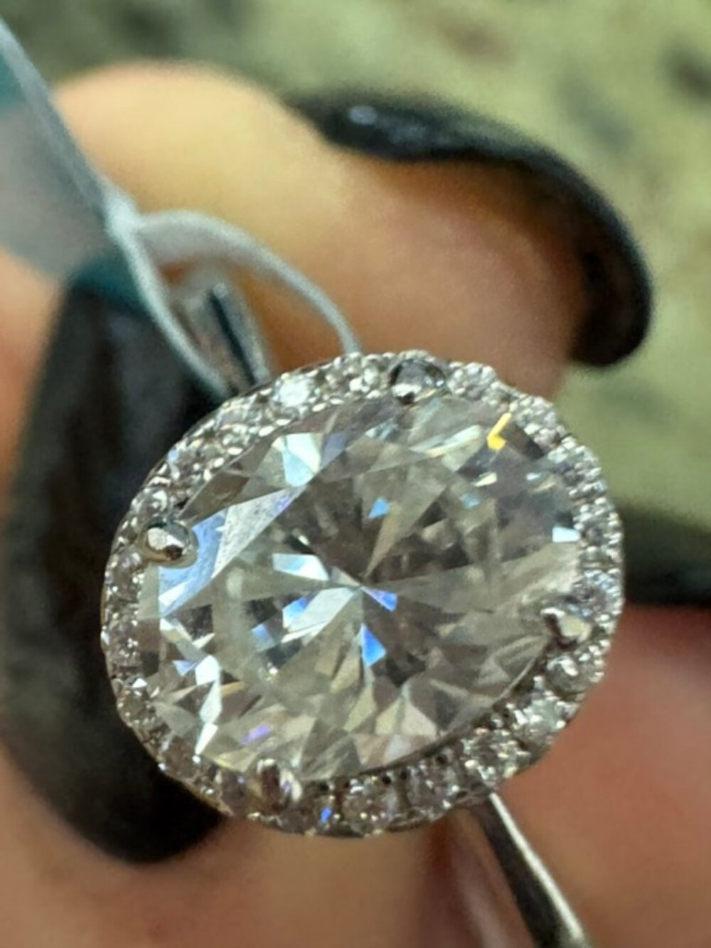 925 Sterling Silver 1.61 CT Oval Solitaire Moissanite Ring w/Crown Moissy Size 8